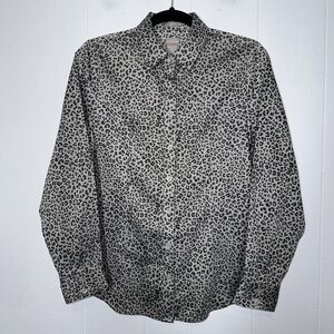 Chico’s Women’s Leopard Print Blouse No Iron Cool Max Gray Size 0 4/6